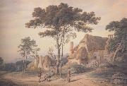 William Frederick Wells Cottages at Knockholt (mk47) oil on canvas